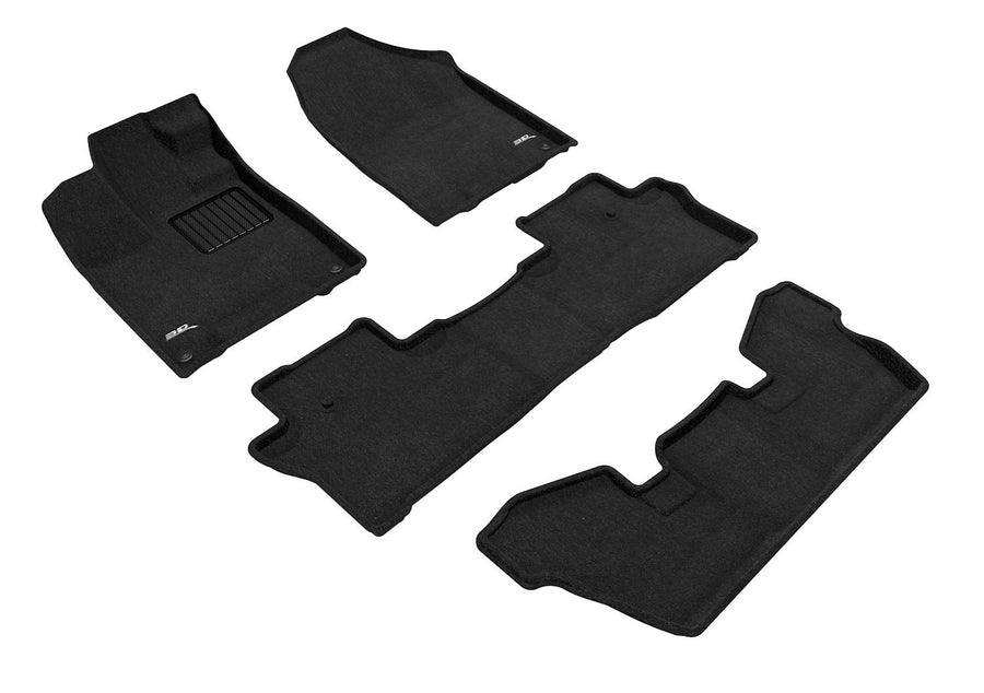 3D MAXpider Elegant Custom Fit Floor Mat (Black) for 2016-2022 Honda Pilot 7-Passenger - 1ST Row 2ND Row 3RD Row