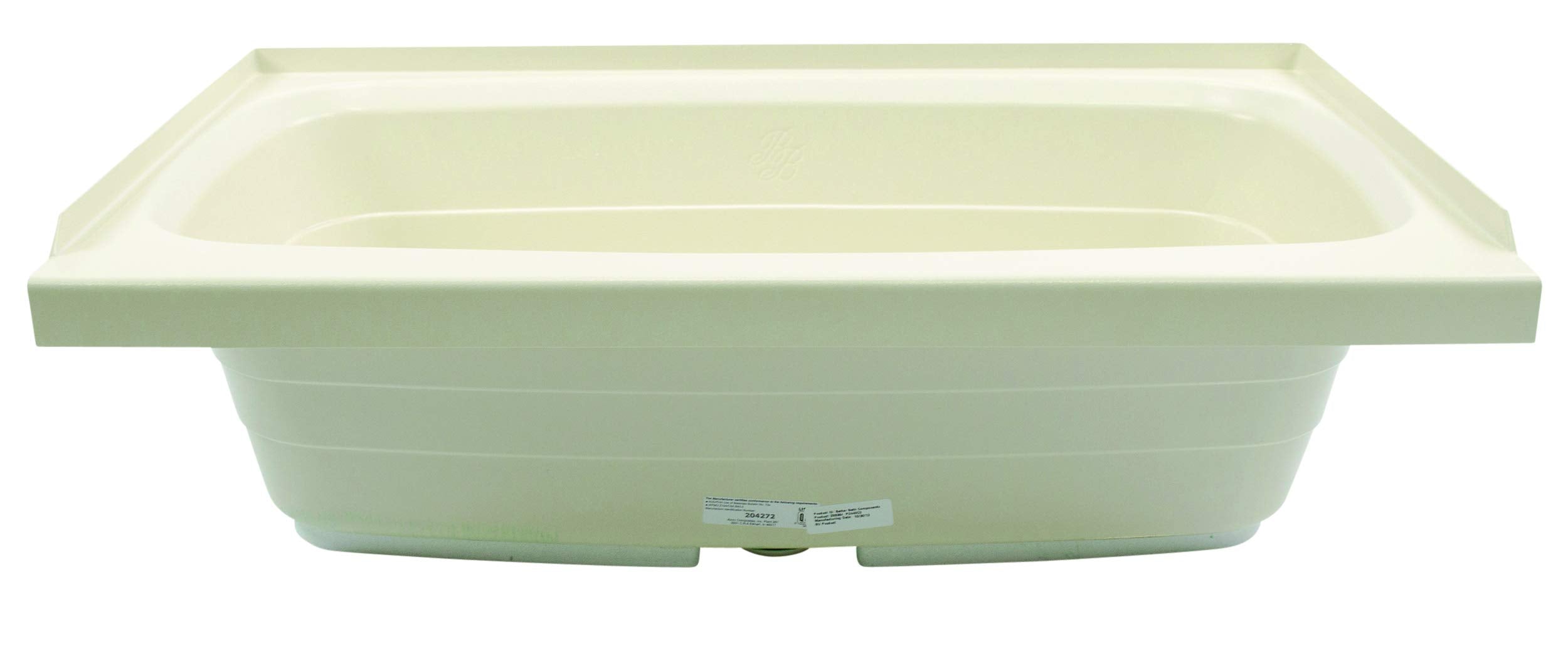 24" x 40" Lippert Replacement Parchment Bathtub with Center Drain, Scratch-Resistant ABS Acrylic for RVs, Travel Trailers, 5th Wheels, Motorhomes - P2440CDSPK