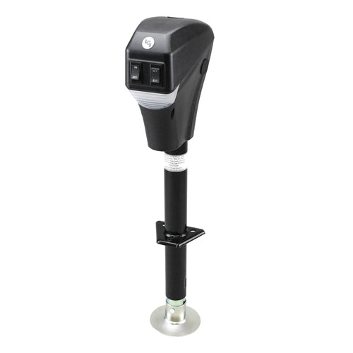 Power Tongue Jack Lippert Electric Trailer A-Frame, 3,500 lbs. 18-Inch Stroke, 5.4-Inch Foot Pad, Durable Textured Casing, Emergency Manual Crank Override, 10.75" Retracted, 28.75" Extended - 285318
