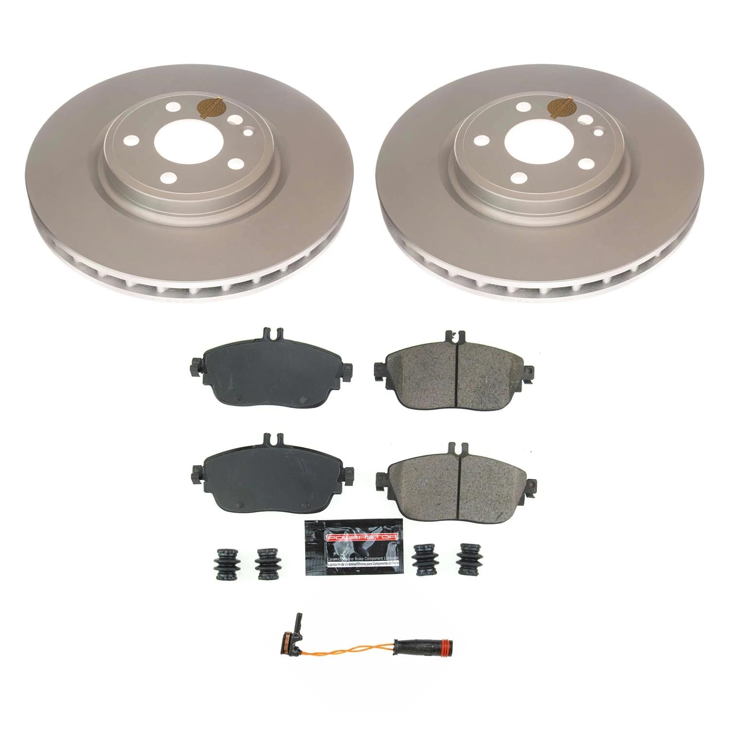 Power Stop Z17 CRK7020 Front Coated Rotor Kit-Coated Brake Rotors, Ceramic Brake Pads