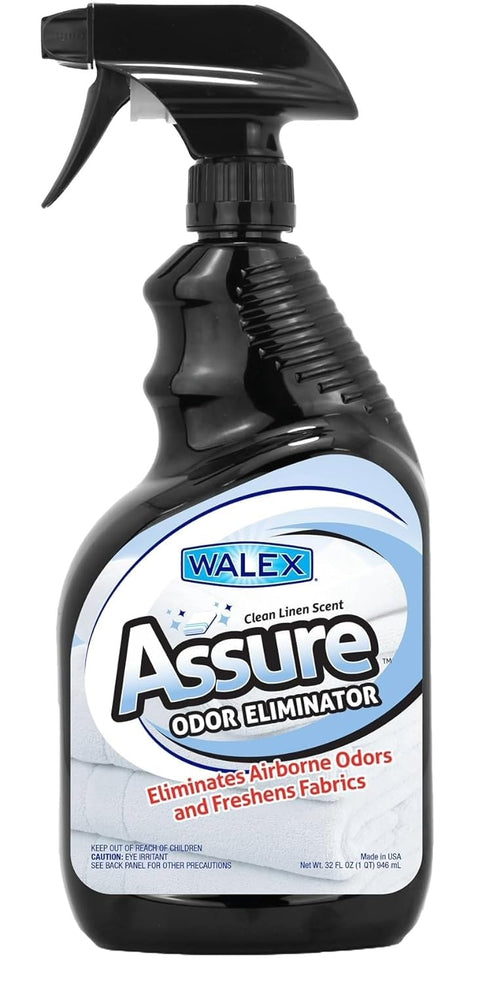 Walex RV Assure Odor Eliminator Air Freshener Spray - Neutralizes Airborne Odors & Freshens Fabrics, Instant Odor Elimination with Natural Essential Oils, Pet Safe, Long Lasting; Clean Linen, 32 oz