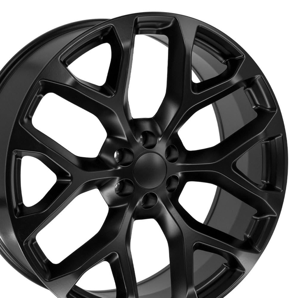 26 Inch OE Wheels CV98B Rim Fits Silverado 1500 Snowflake Style 6x139.7 26x10 Satin Black - Hollander 5904 (1)