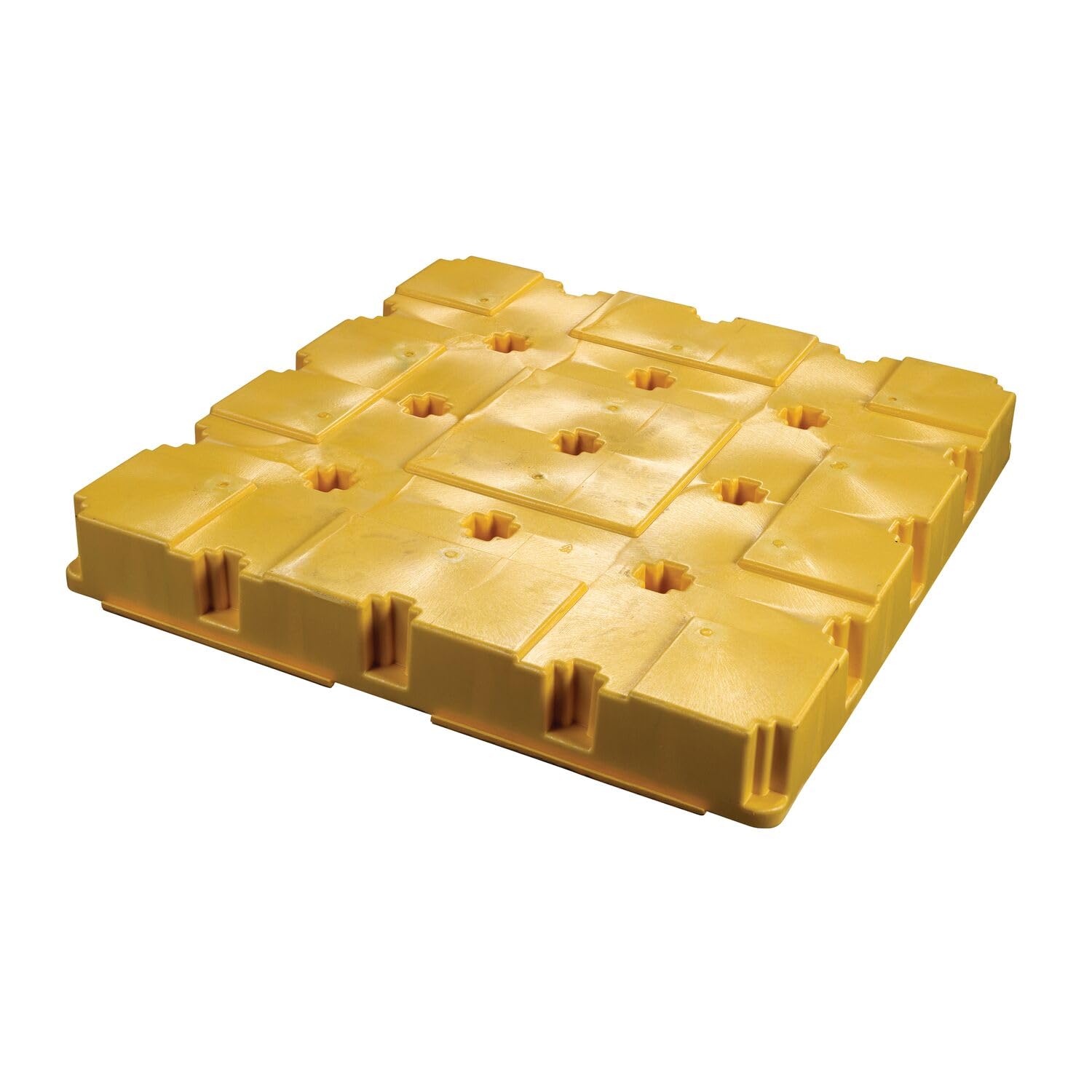4 Drum Eagle Square Spill Platform with Drain and Forklift Pockets, 51.5"x51.5"x6.5", 60.5 Gallon Sump, 10,000 lbs. Load Capacity Containment Tray, Made in USA, Yellow, 1635D