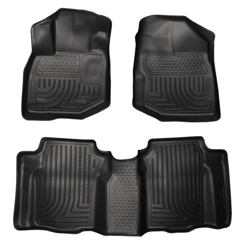 Husky Liners Floor Mats Weatherbeater | Fits 2009-2013 Honda Fit | Front & 2nd Row, 3-pc Black - 98491