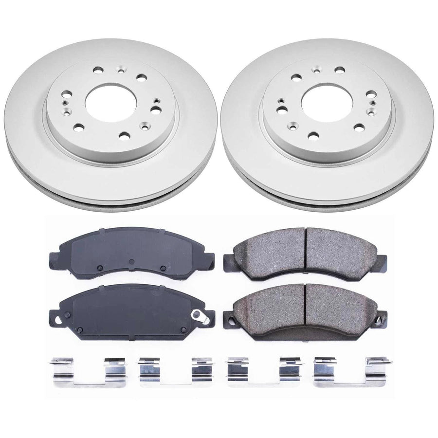 Coated Power Stop CRK2067 Brake Rotor & Ceramic Brake Pads- front
