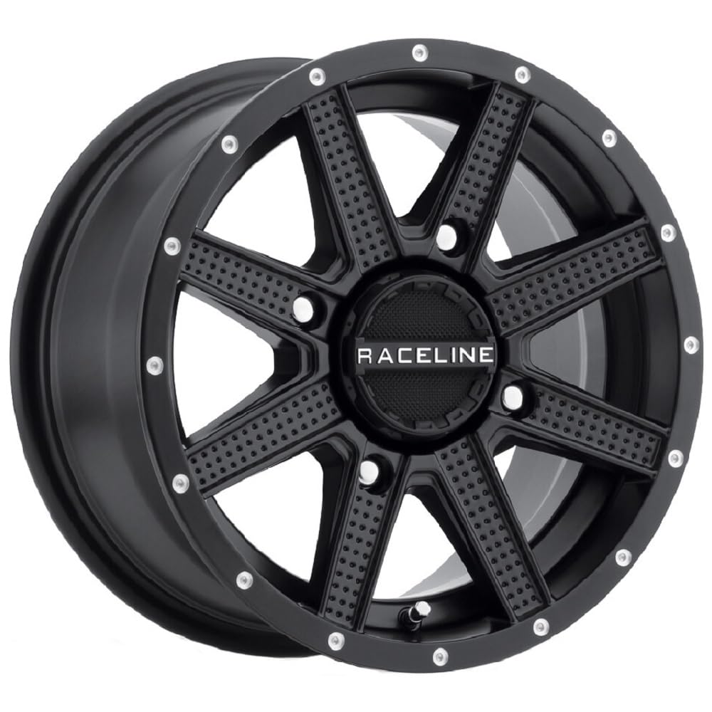 Hostage Raceline Wheel-12x7-5+2 Offset-4/11 Black Wheel with Aluminum (12 x 7. inches /1 x 1 mm, 10 mm Offset)