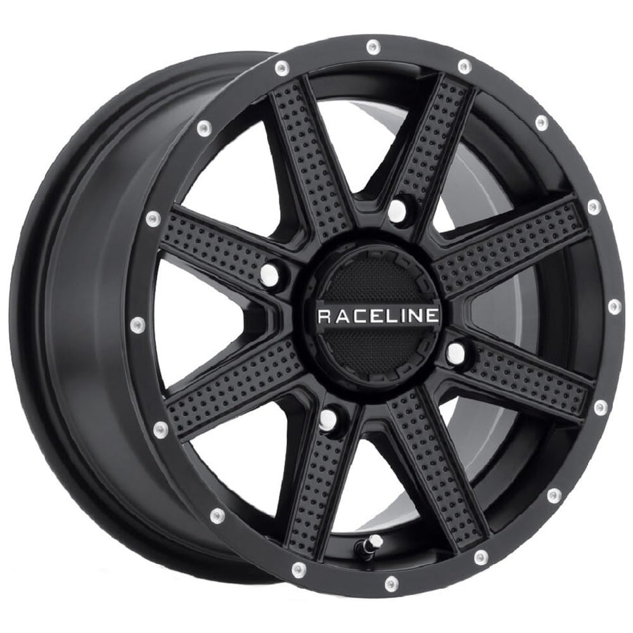 Hostage Raceline Wheel-12x7-5+2 Offset-4/11 Black Wheel with Aluminum (12 x 7. inches /1 x 1 mm, 10 mm Offset)