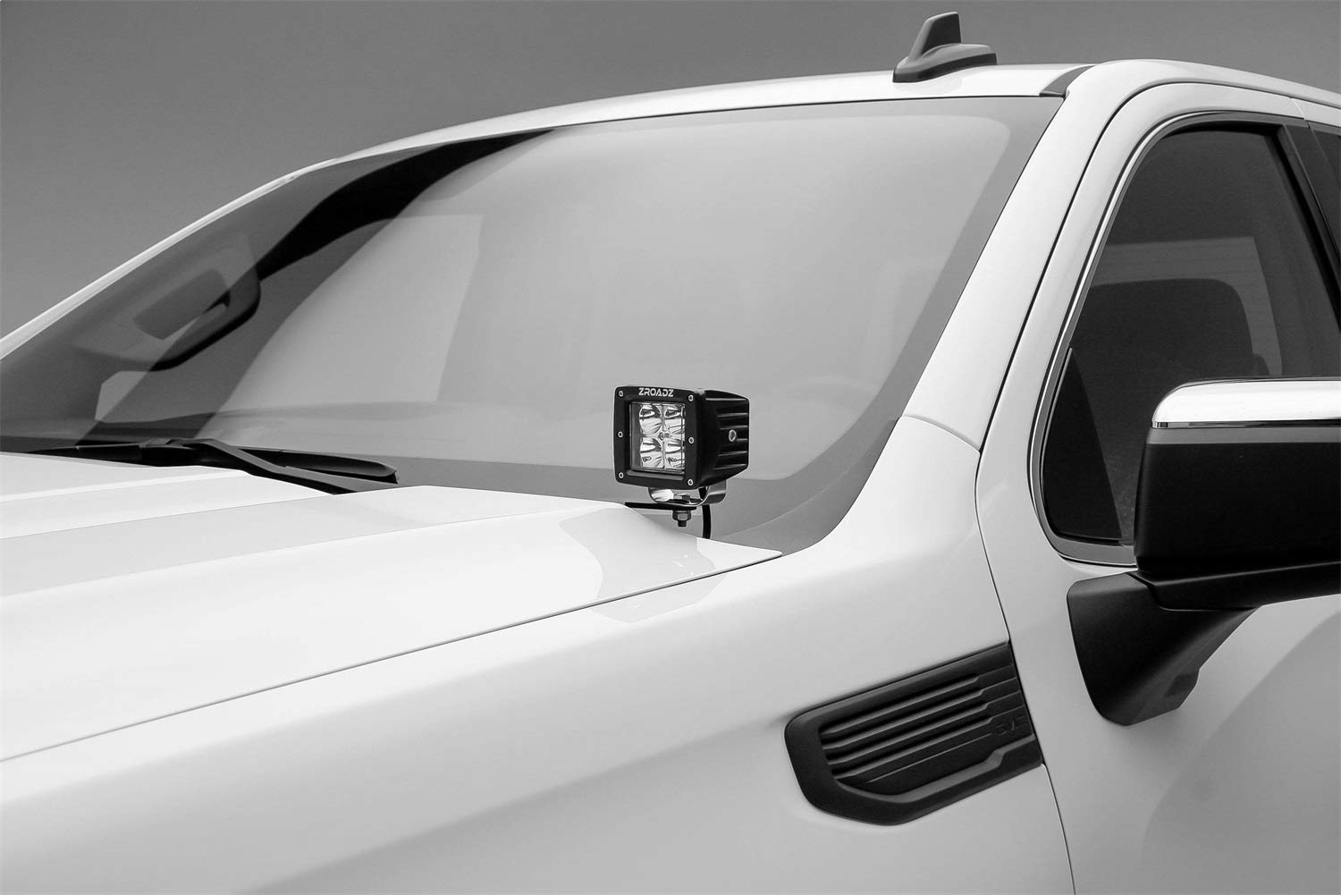 ZROADZ LED Kit Ditch Hood Hinge - Compatible w/ 2019-2022 GMC Sierra 1500 - Incl. (2) 3 Inch Pod Lights - Mild Steel Gloss Black Finish - Bolt-On Easy Installation - PN #Z362281-KIT2