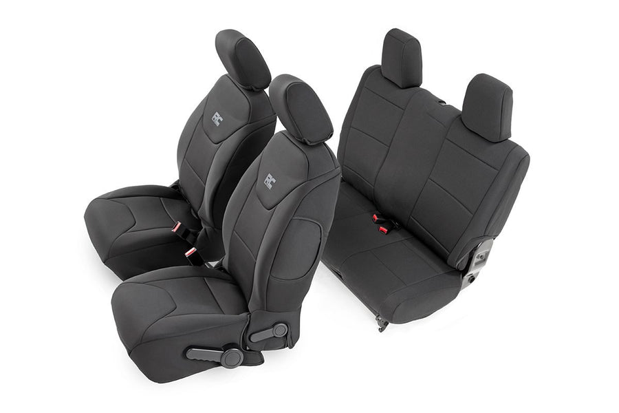 Rough Country Seat Covers Neoprene for Jeep Wrangler JK 2-Door (2011-2012) - Waterproof & UV Resistant, Foam Padded, Front & Rear Seat Cover Set