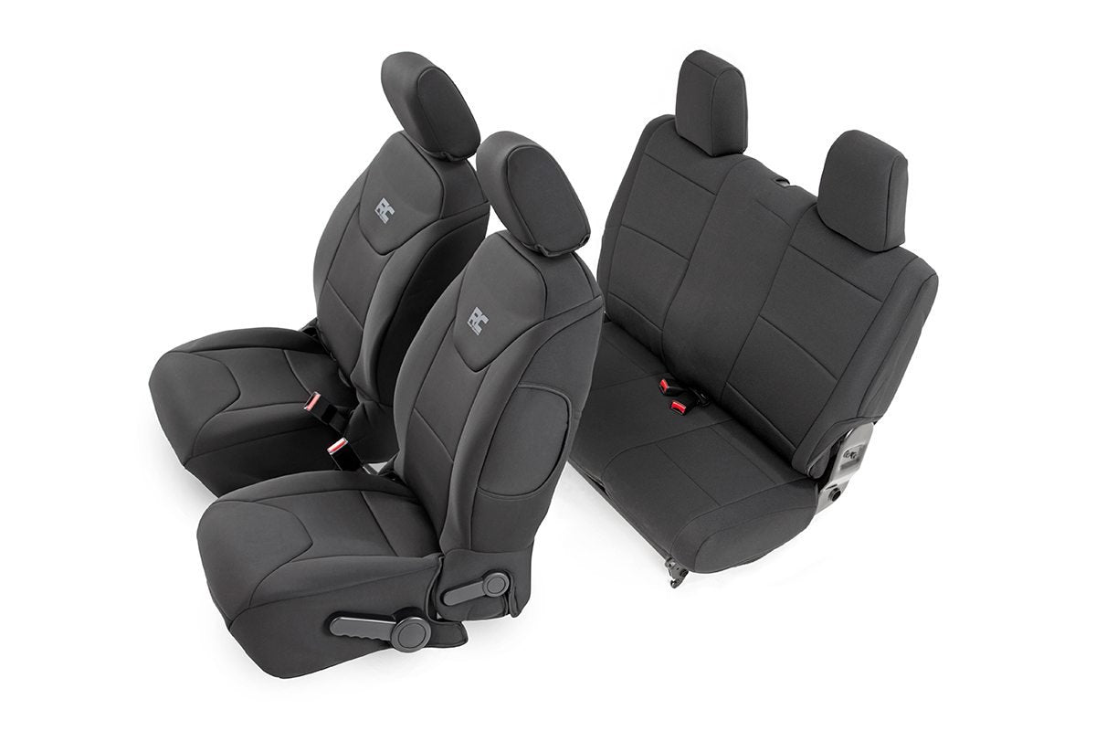 Rough Country Seat Covers Neoprene for Jeep Wrangler JK 2-Door (2013-2018) - Waterproof & UV Resistant, Foam Padded, Front & Rear Seat Cover Set