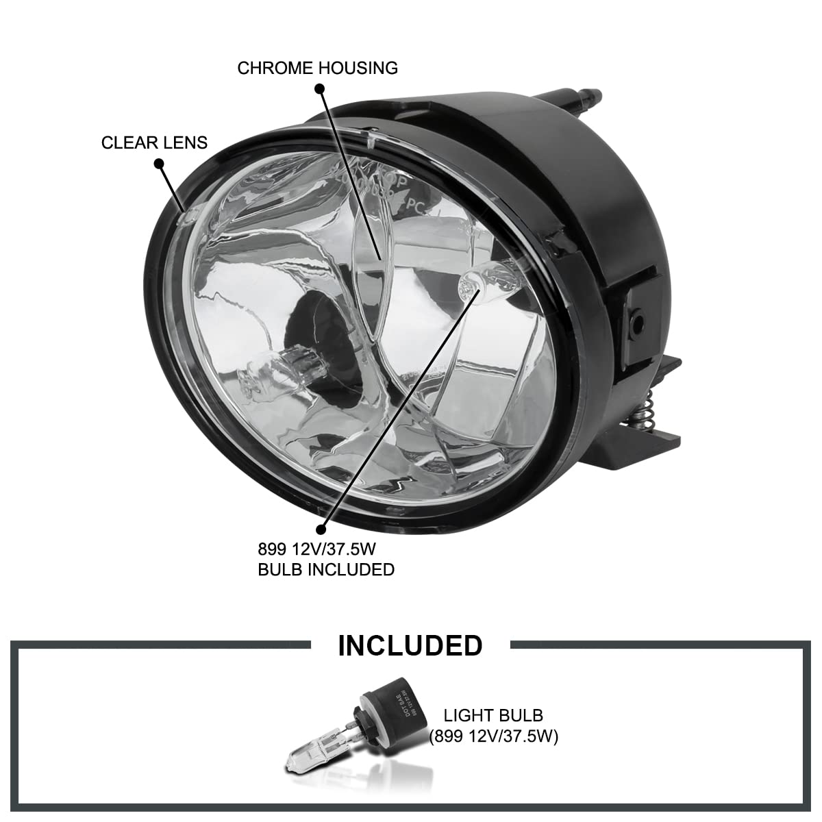 Fog Lights Spec-D Tuning Chrome Compatible with 2005-2007 Nissan Armada, 2004-2015 Titan, L+R Pair Assembly