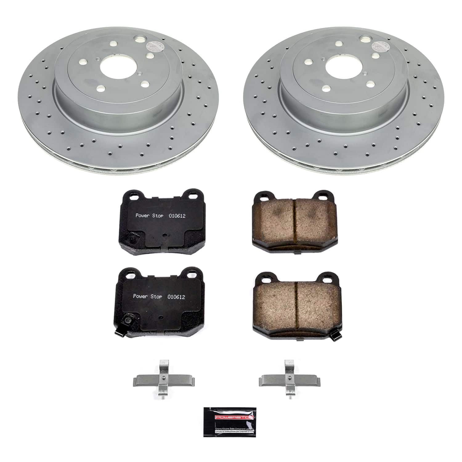 Power Stop CRK9014 Rear Geomet Coated Brake Rotor and Pad Brake Kit