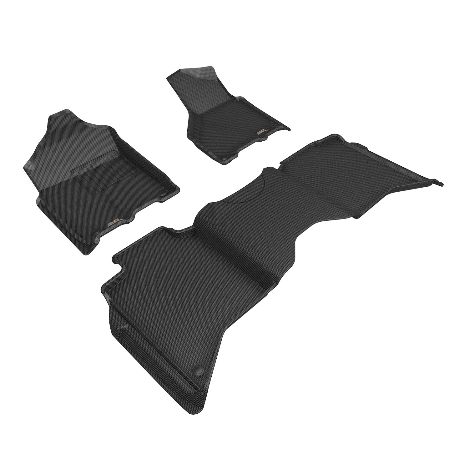 3D MAXpider Kagu Floor Mat (Black) Compatible with Crew CAB Dodge RAM 2500 2019-2024 Bucket Seats - Full Set