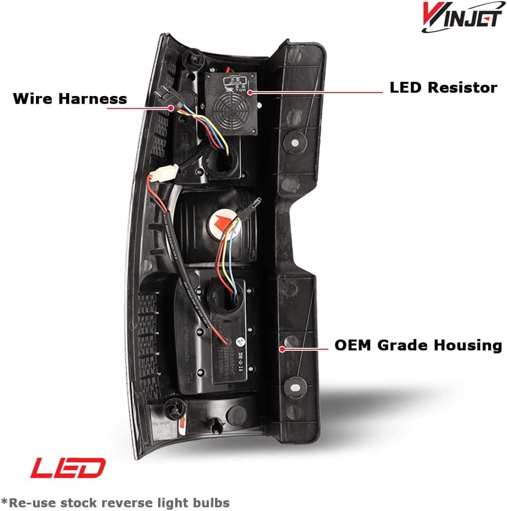 Winjet LED Tail lights Compatible with [2007 2008 2009 2010 2011 2012 2013 2014 Chevrolet Suburban/Tahoe]