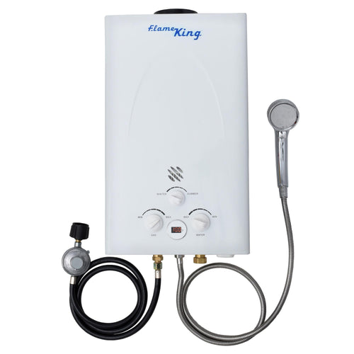 Flame King Tankless Portable Water Heater Propane Gas 10L 2.64 GPM at 68,000 BTU, Outdoor Instant Hot Water Shower for RV, Camping, Farm, Cabins