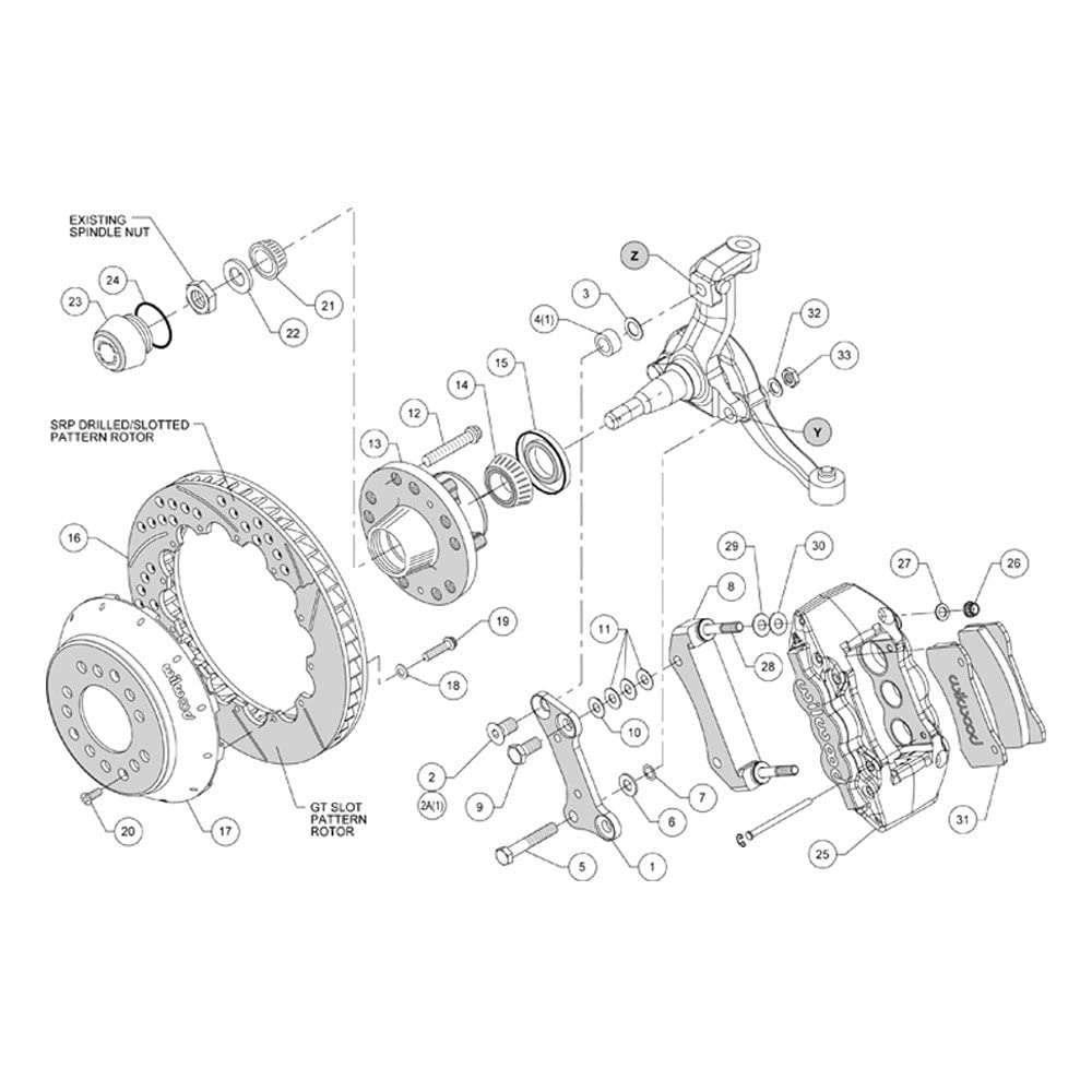 Front AERO6 Hub Kit,14.00, Drilled