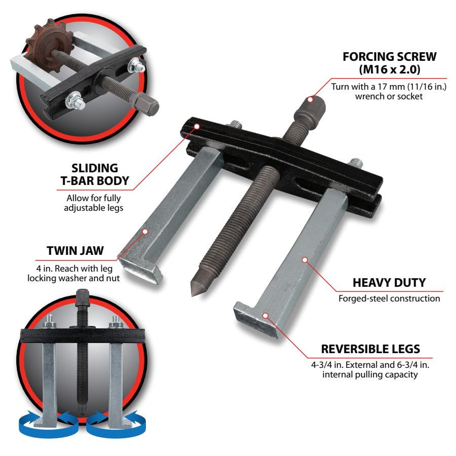 W87135 Performance Tool 6-3/4" Twin Jaw Reversible Puller