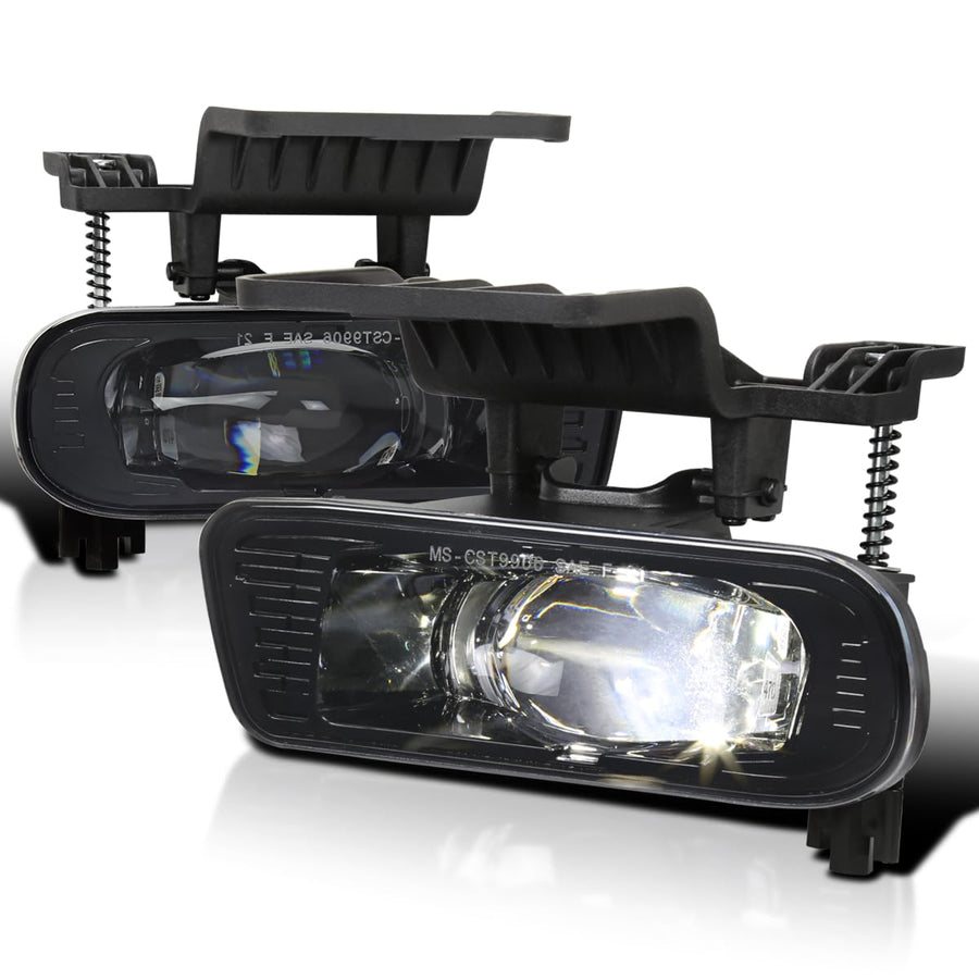 LED Fog Lights Spec-D Tuning Glossy Black Compatible with 1999-2002 Chevy Silverado 1500, 2000-2006 Tahoe/Suburban, Left + Right Pair Assembly
