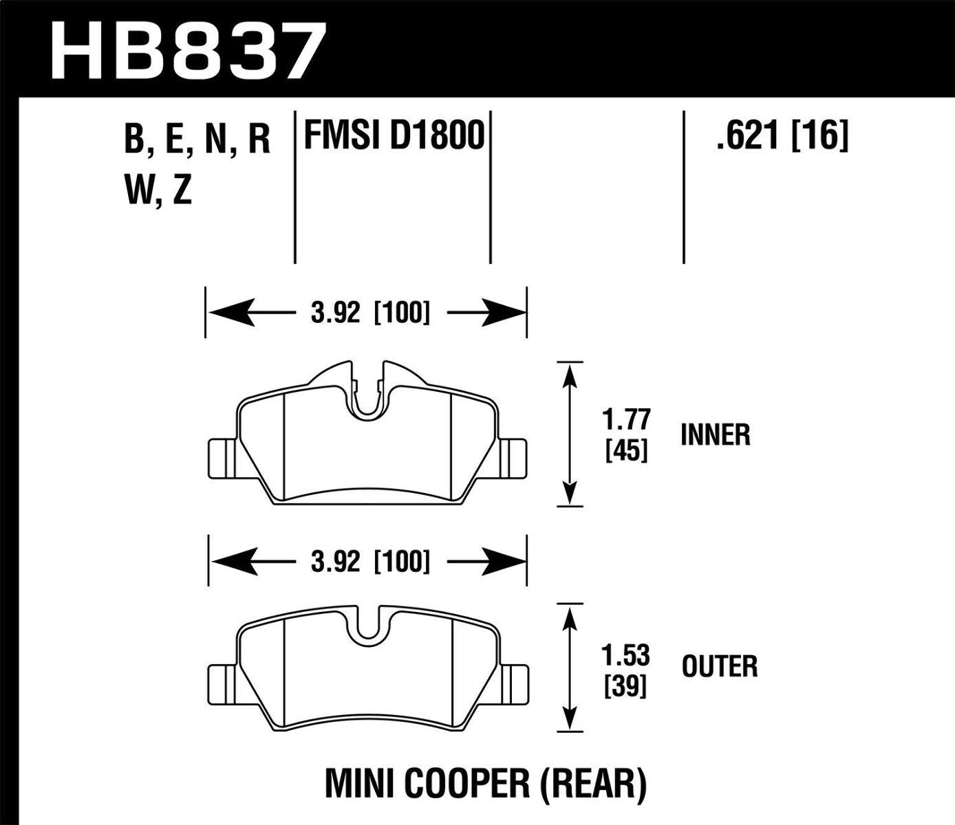 Performance Hawk HB837Z.621 Ceramic Street Brake Pads