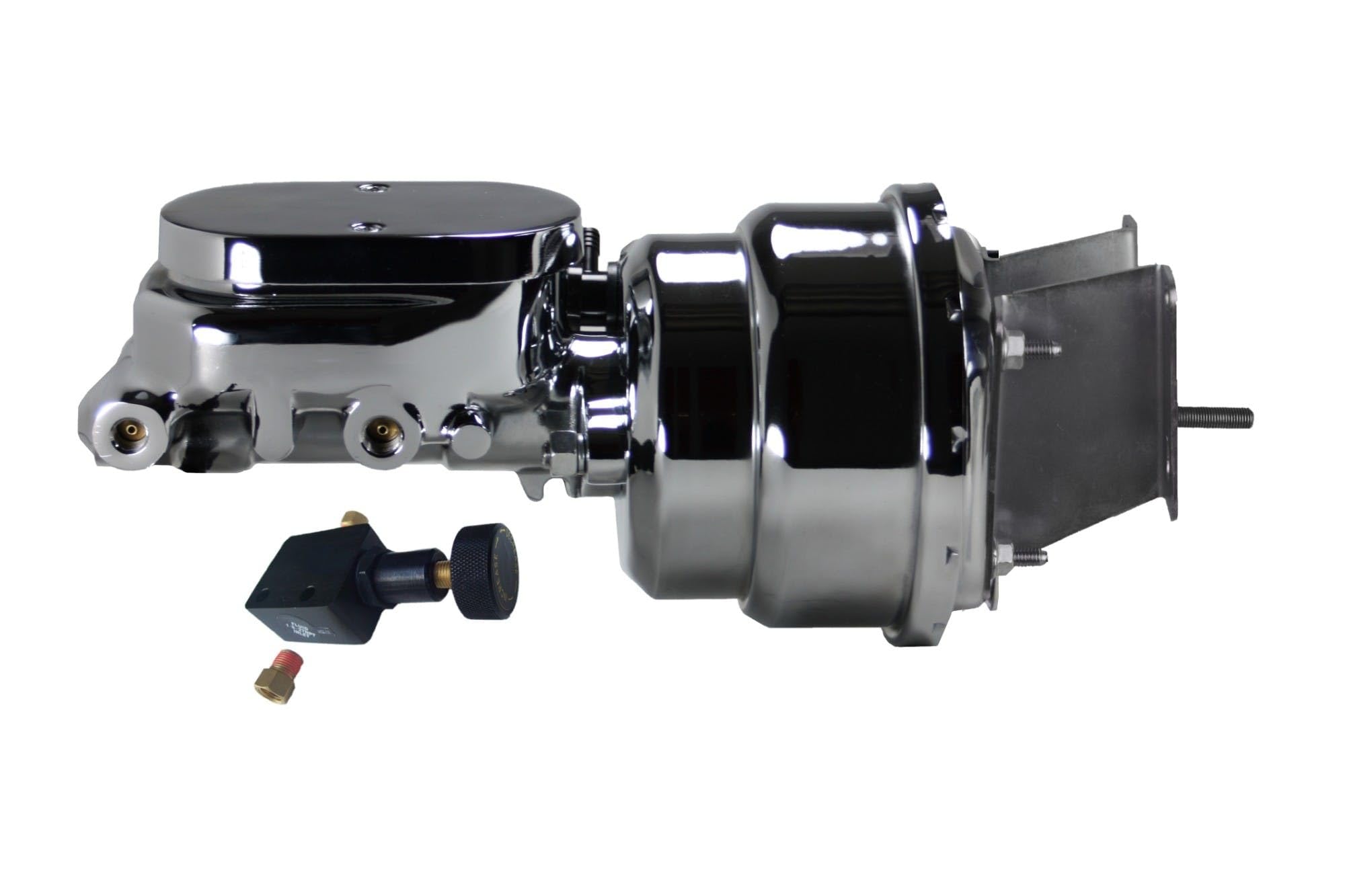 Compact-10 Series Leed Brakes 7 Inch Dual Power Booster Kit With Adjustable Proportioning Valve Chrome