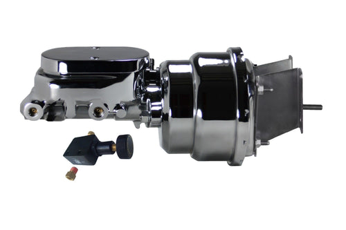 Compact-10 Series Leed Brakes 7 Inch Dual Power Booster Kit With Adjustable Proportioning Valve Chrome