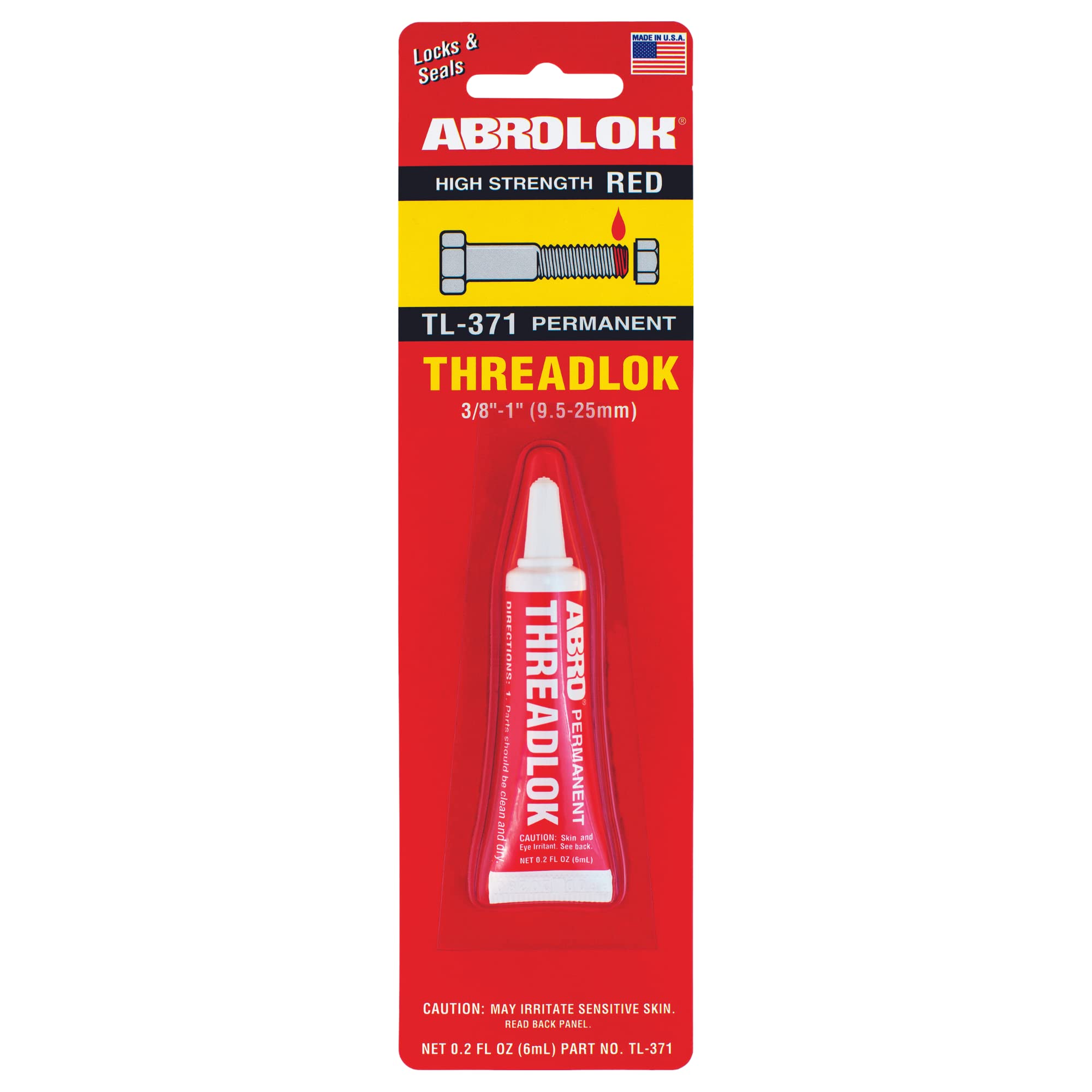 High Strength ABRO Threadlok Red, 6 ml, Industrial-Grade Threadlocker for Reliable Performance in Automotive & Manufacturing Applications, Tight Thread Lock Red for Any Use