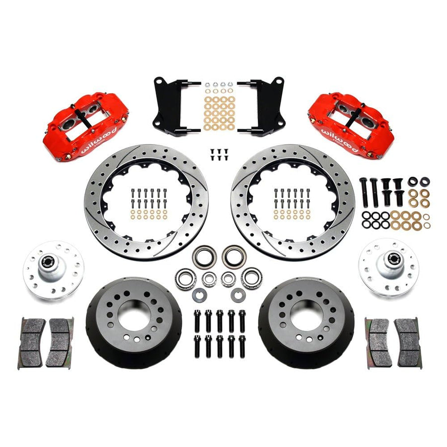 WILWOOD 140-9803-DR Front Hub Kit, Red Camaro, Nova, Chevelle, 12.88" Drill FNSL6R