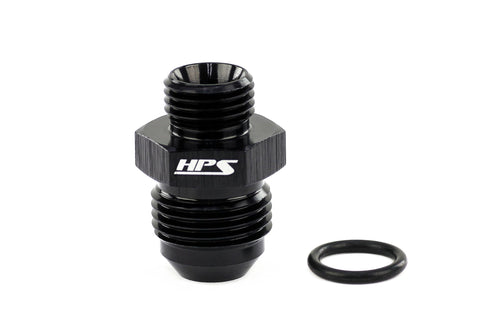 HPS AN Male To O-ring Boss (ORB) Port Thread AN920-04-03 Adapter Fitting, Aluminum, Size: AN-4 to -3 ORB, Angle: Straight, Black