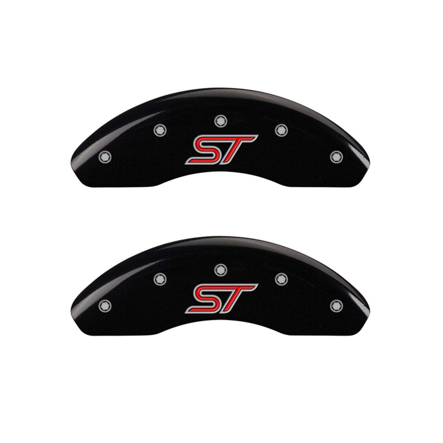 MGP Caliper Covers 'ST' Engraved 10236SSTOBK with Black Powder Coat Finish and Silver Characters, (Set of 4)