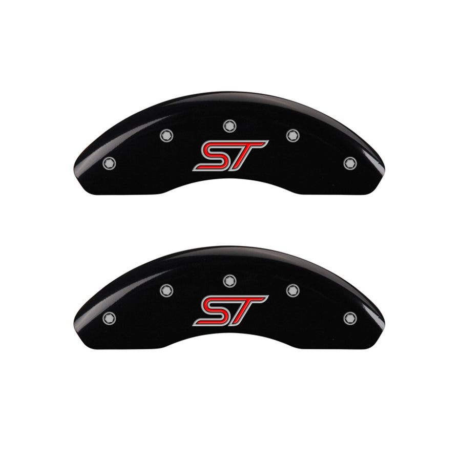 MGP Caliper Covers 'ST' Engraved 10236SSTOBK with Black Powder Coat Finish and Silver Characters, (Set of 4)