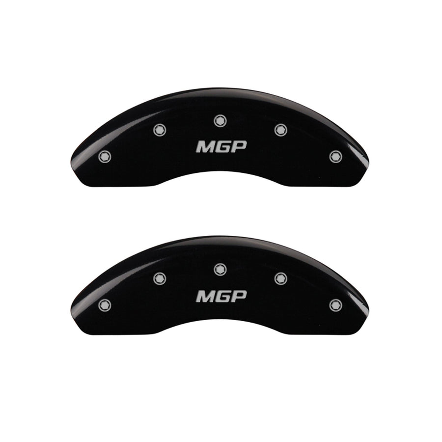 Black Powder Coat Finish MGP Caliper Covers 'MGP' Engraved Front Caliper Cover with Silver Characters, 14208FMGPBK (Set of 2)