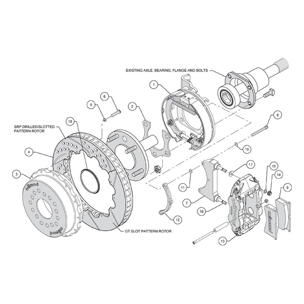 Rear P-Brk Kit, FNSL4R, 12.88", Red