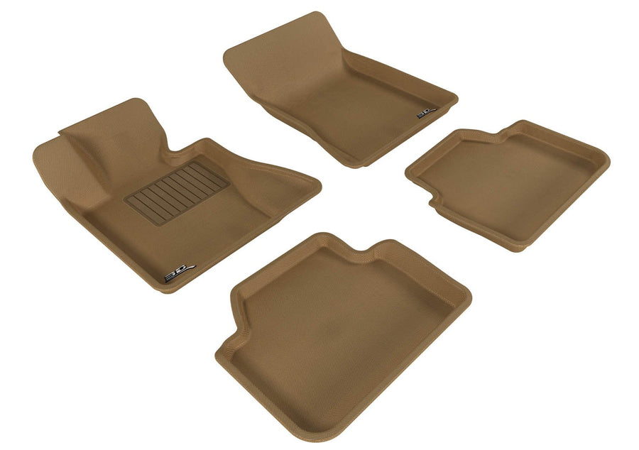 Complete Set 3D MAXpider Custom Fit All-Weather Floor Mat for Select BMW X3 (E83) Models - Kagu Rubber (Tan)
