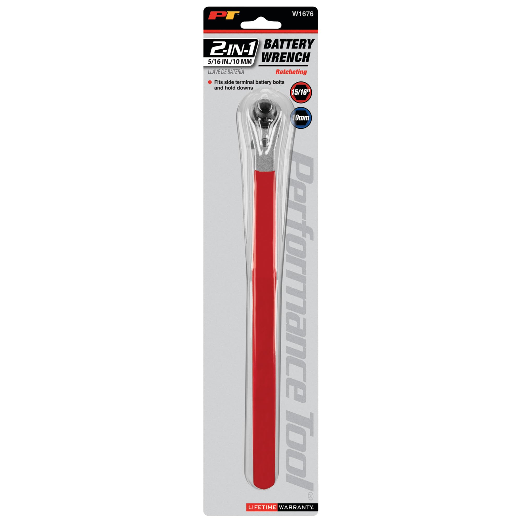 Side Terminal Performance Tool W1676 Battery Ratchet Wrench with Insulated Handle and Reversible Socket for Confined Areas, 95-Inches Long