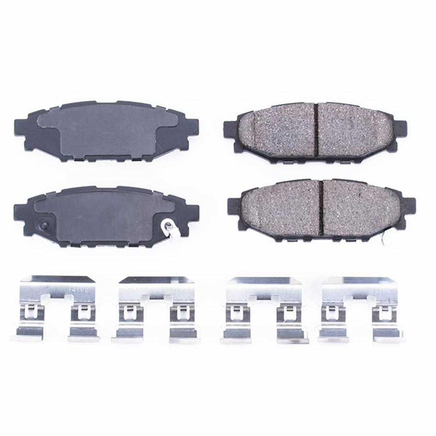 PowerStop Brake Pads Rear For Subaru BRZ 2013-16 |Crosstrek 2016-23 |Forester 2009-18 |Impreza 2008-24 |Legacy 2005-14 |Subaru Outback 2005-14 - Ceramic With Installation Hardware, 17-1114
