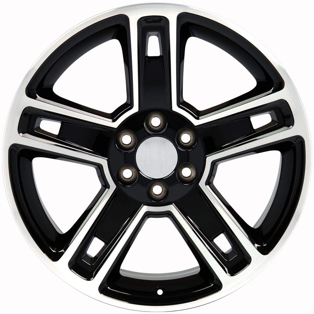 22 Inch OE Wheels CV74B Rim Fits Silverado 1500 Style 6x139.7 22x9 Gloss Black Machined - Hollander 5664 (1)