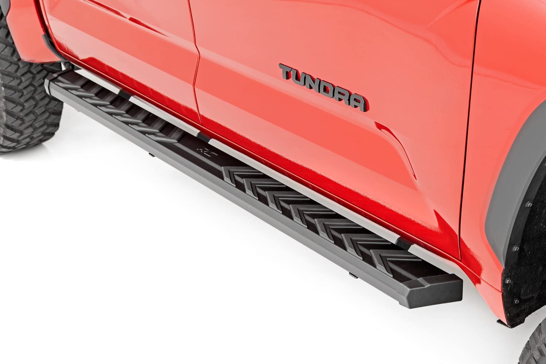 Rough Country Running Boards BA2 for Toyota Tundra CrewMax (2022-2025) - 5" Wide Steel Step Bars, Non-Slip Grip Foot Rails, No-Drill Install, Truck Side Steps