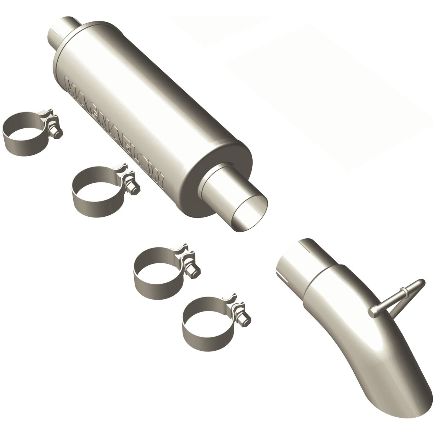 Cat-Back MagnaFlow Performance Exhaust System 17125 - Off-Road Pro Series, Stainless Steel 2.5in Main Piping, Turndown in Front of Rear Tire Exit, Satin Finish 3in Exhaust Tip - Wrangler Exhaust Kit