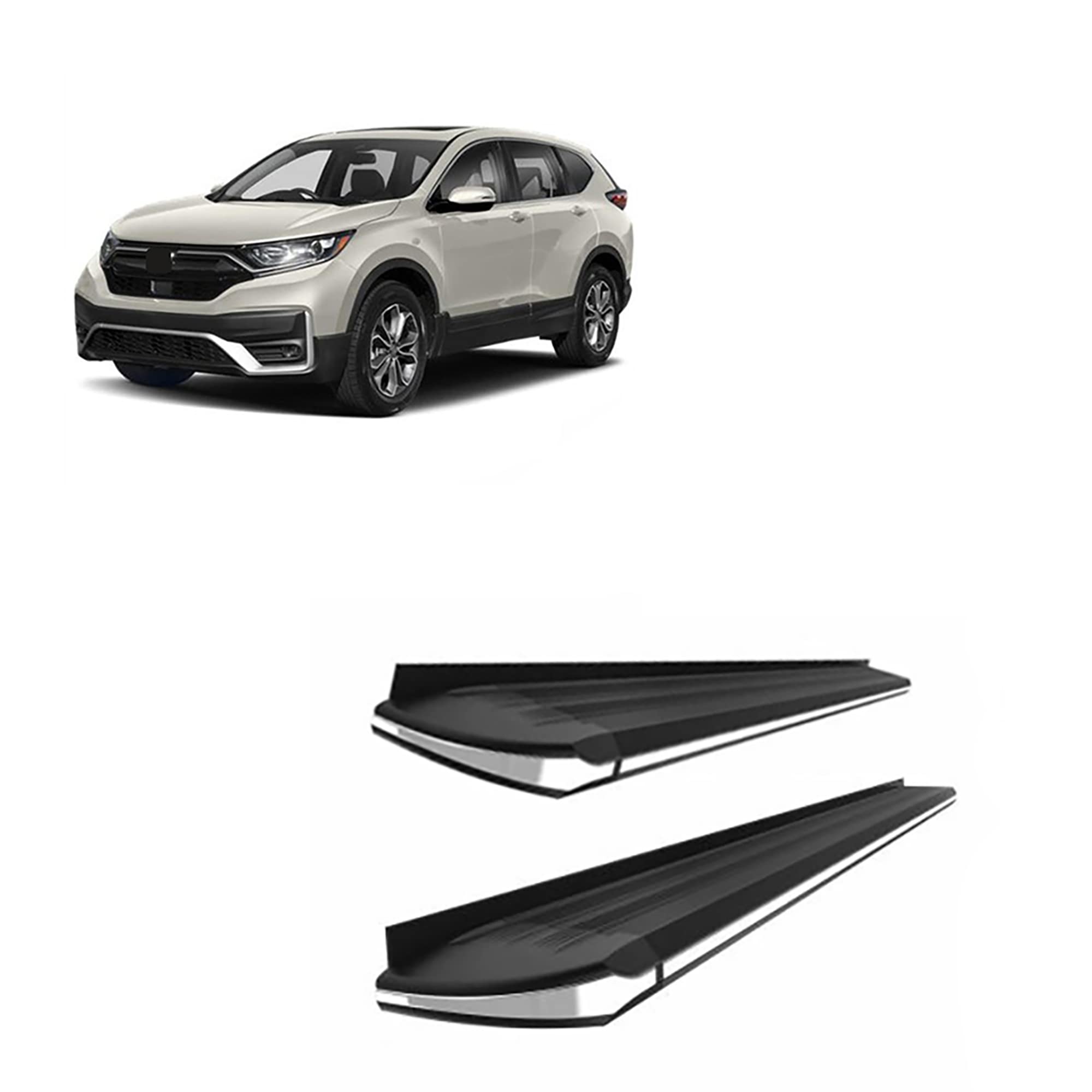 Black Aluminum Black Horse Exceed Running Boards Compatible with 2017-2022 Honda CR-V All