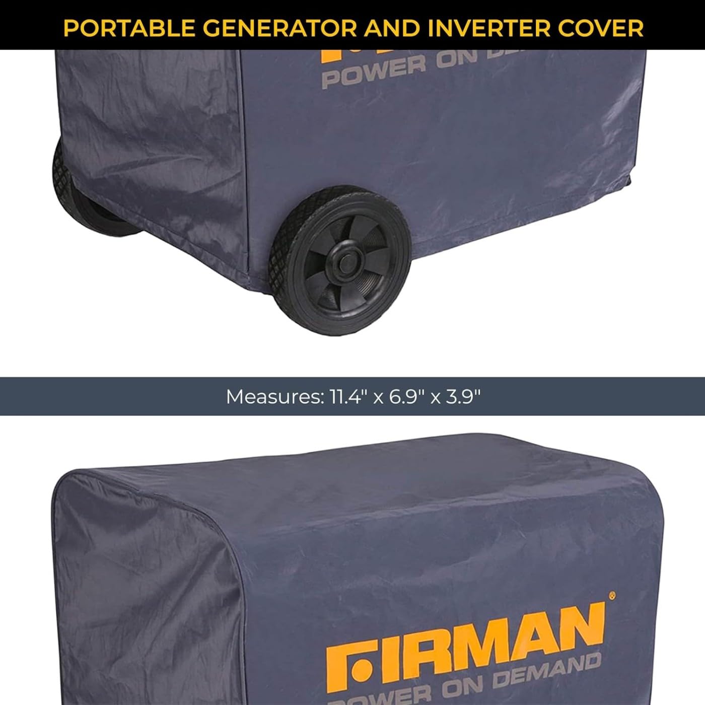 FIRMAN Medium Size 1002 Portable Generator Cover – Waterproof Heavy Duty Inverter Generator Cover Fits 3000-4000W or up to 25.4"x18.3"x19.5" size with Drawstring Dust Rain Wind UV-Resistant Protection