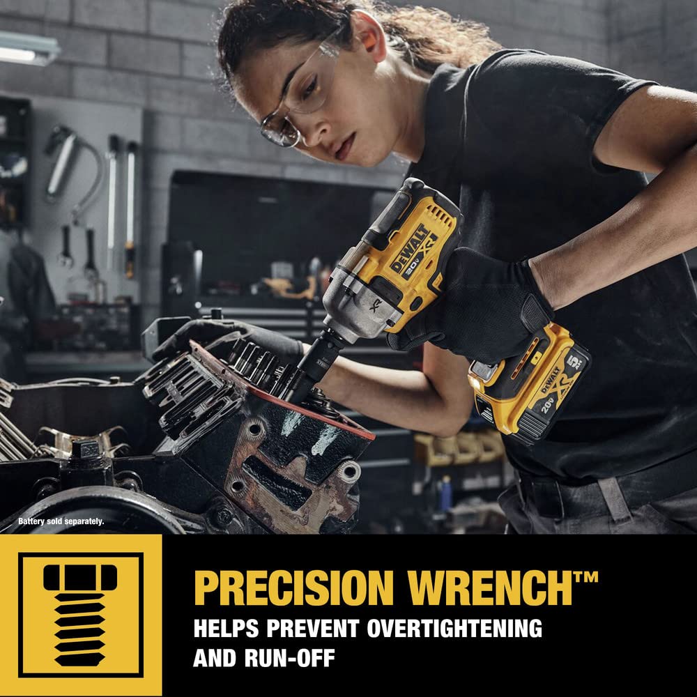 DEWALT 20V MAX Cordless Impact Wrench, Hog Ring 1/2', Includes LED Work Light and Belt Clip, Bare Tool Only (DCF891B)