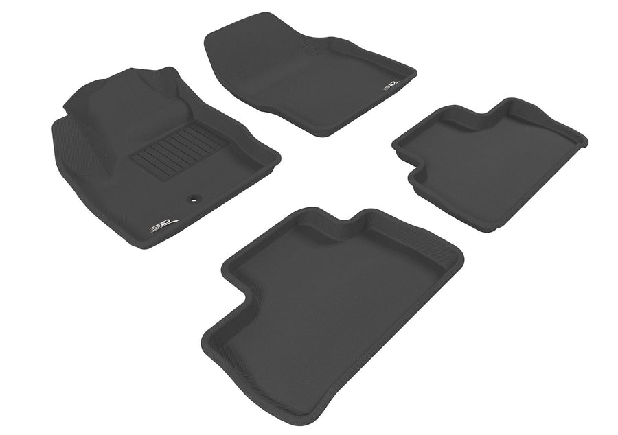 Complete Set 3D MAXpider Custom Fit All-Weather Floor Mat for Select Land Rover LR2 Models - Kagu Rubber (Black)