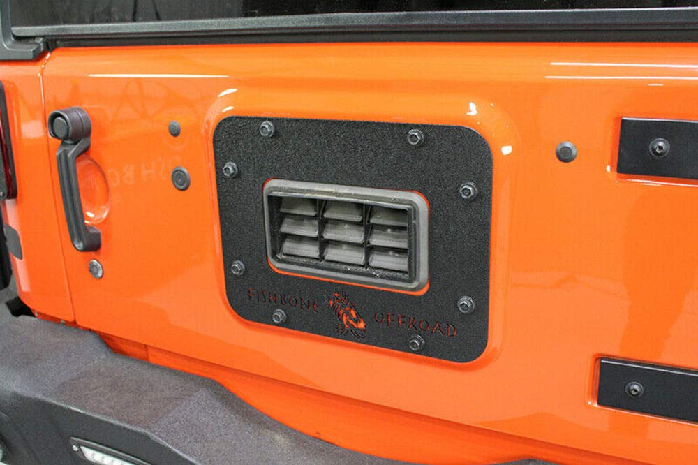 Fishbone Jeep JK Offroad Tailgate Plate 07-17 Wrangler JK Aluminum Black Textured Powercoat