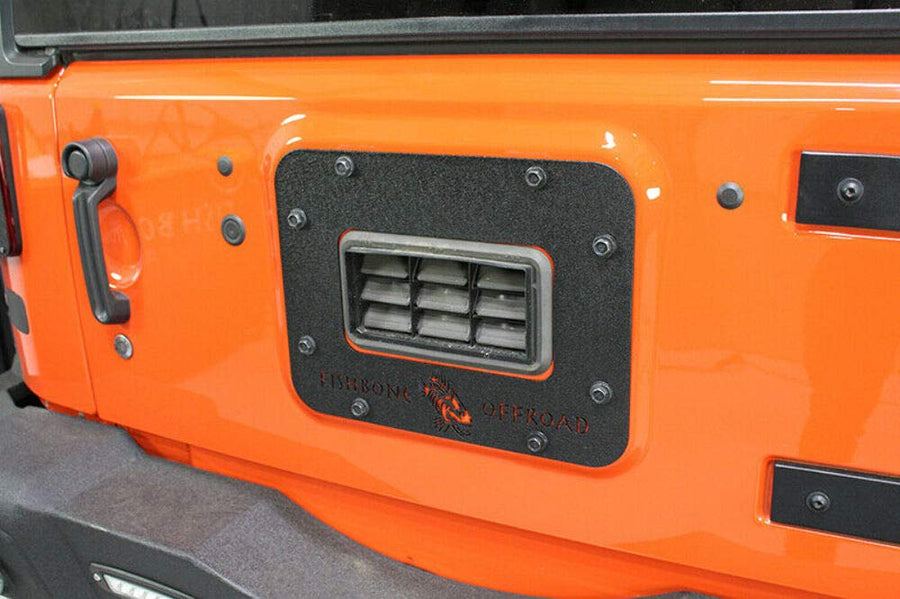 Fishbone Jeep JK Offroad Tailgate Plate 07-17 Wrangler JK Aluminum Black Textured Powercoat