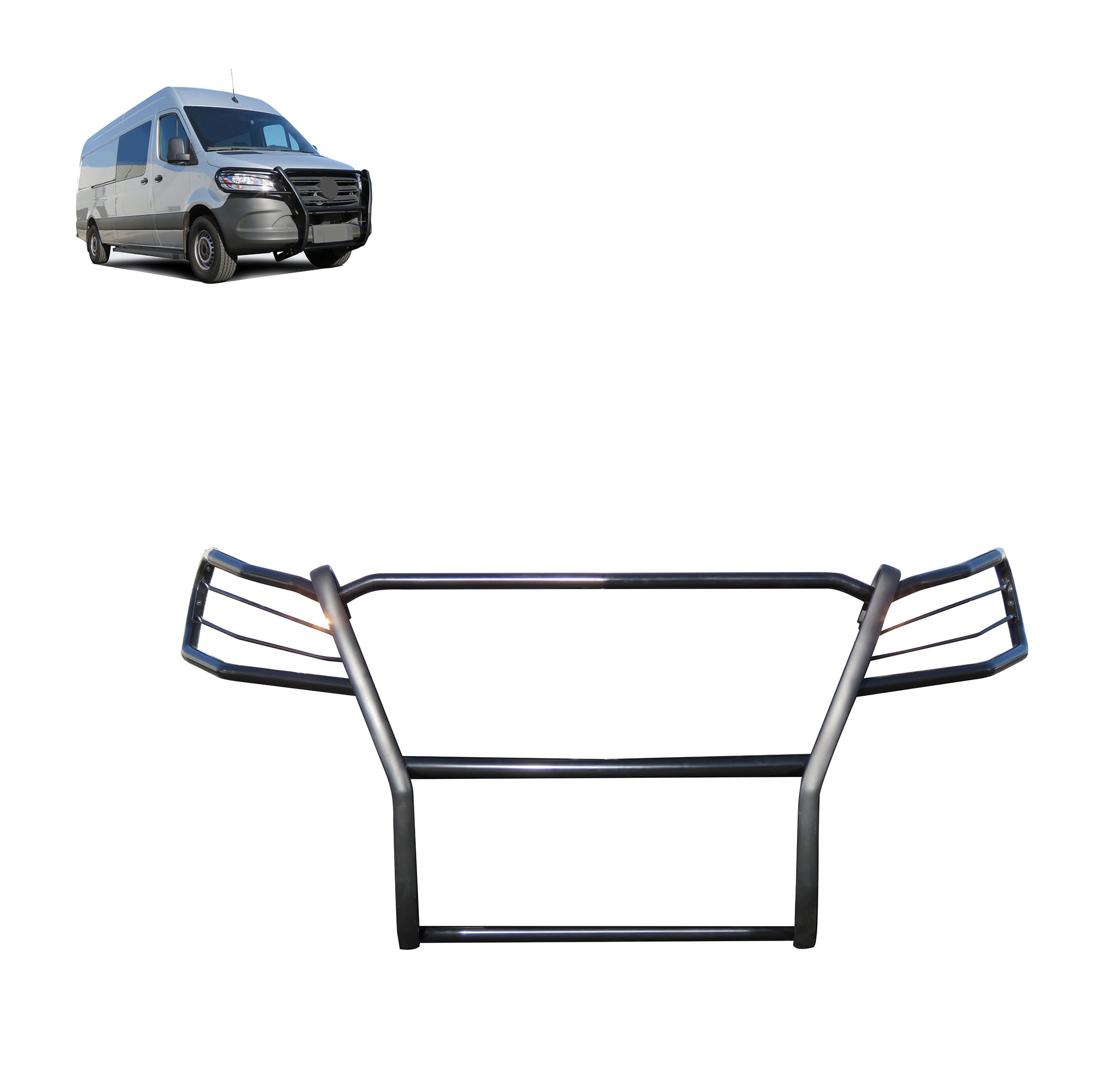Bumper Guard Black Horse Grille Brush Modular Compatible with 19-25-Benz Sprinter 1500/2500/3500/3500XD/4500|19-25 Freightliner Sprinter 1500/2500/3500/3500XD/4500-17D503MA