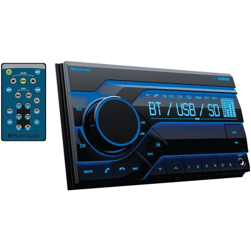Planet Audio PB455RGB Car Stereo Multimedia - Double Din, Bluetooth Audio and Hands-Free Calling, MP3 Player, No CD/DVD, USB Port, AUX Input, AM/FM Radio Receiver, Multi Color Illumination