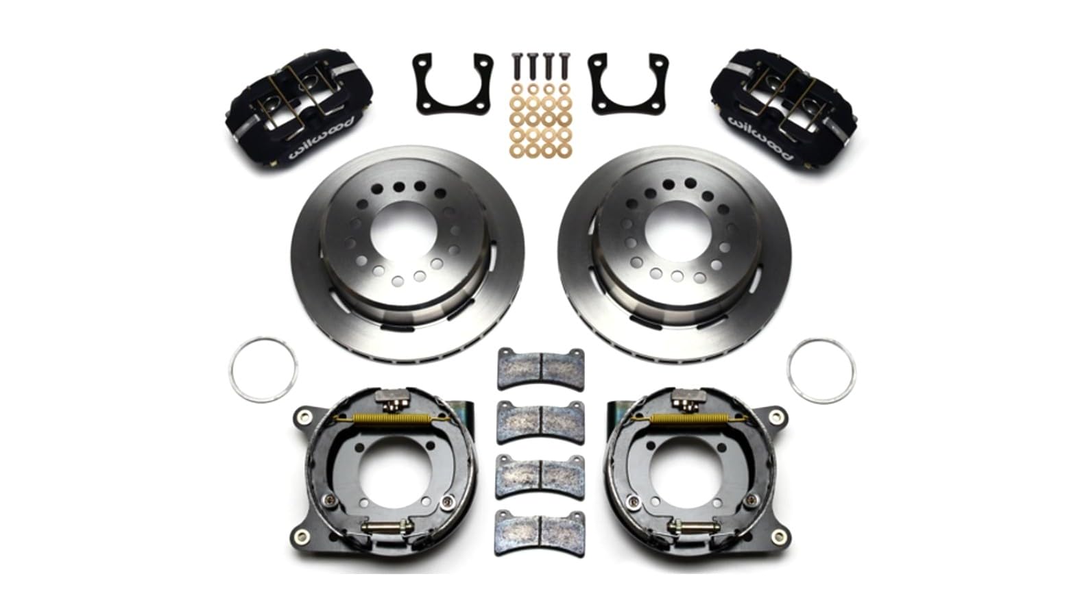 Wilwood Brake System, Rear Dynapro Low-Profile, 4 Piston Caliper, 11.000 in Plain Iron Rotor, Aluminum, Black Powder Coat