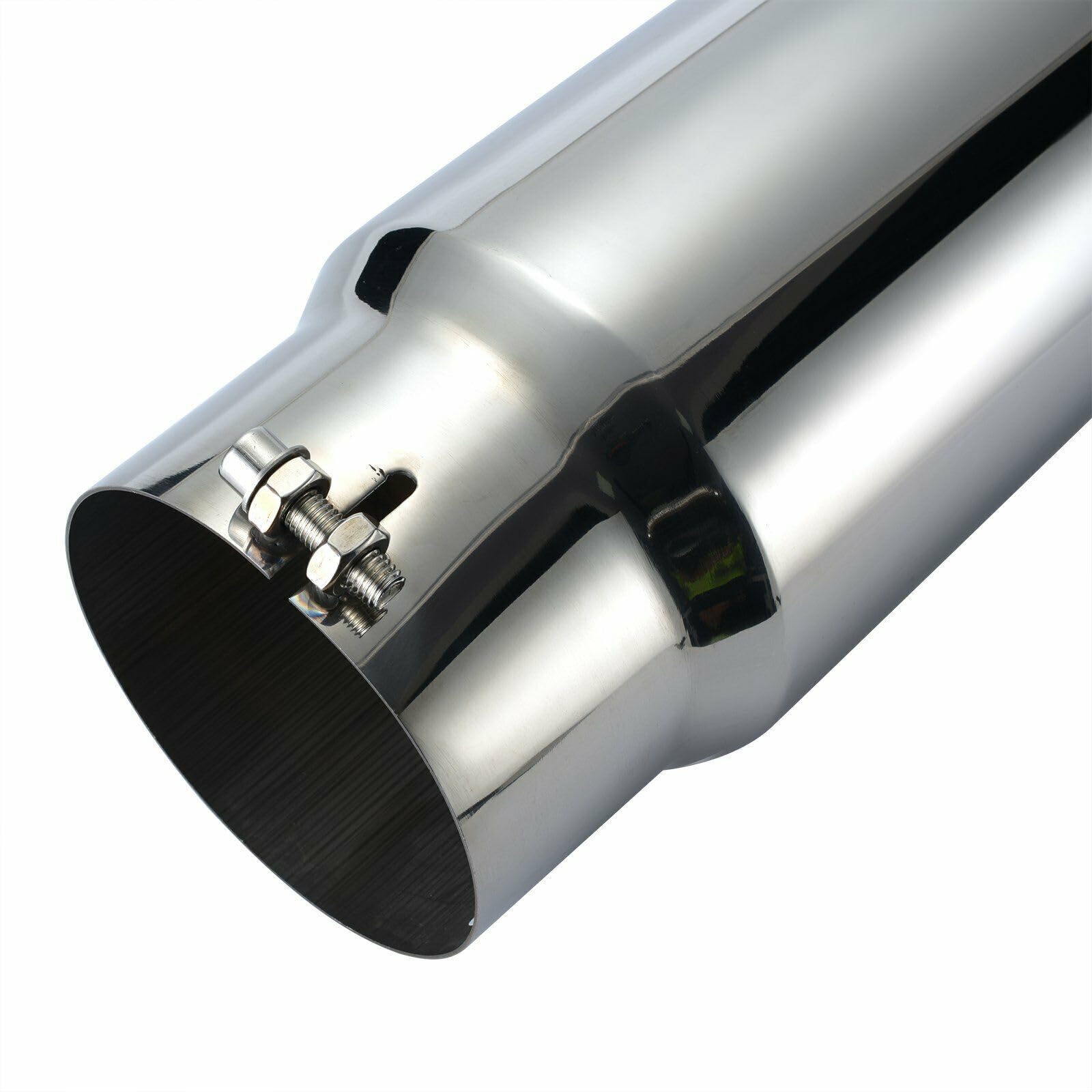 Exhaust Muffler Tip Black Horse, 5" inlet, 6" outlet and 15" Length Single Wall Stainless Steel Compatible with All Cars, Trucks and SUVs-MT-SC05-SS