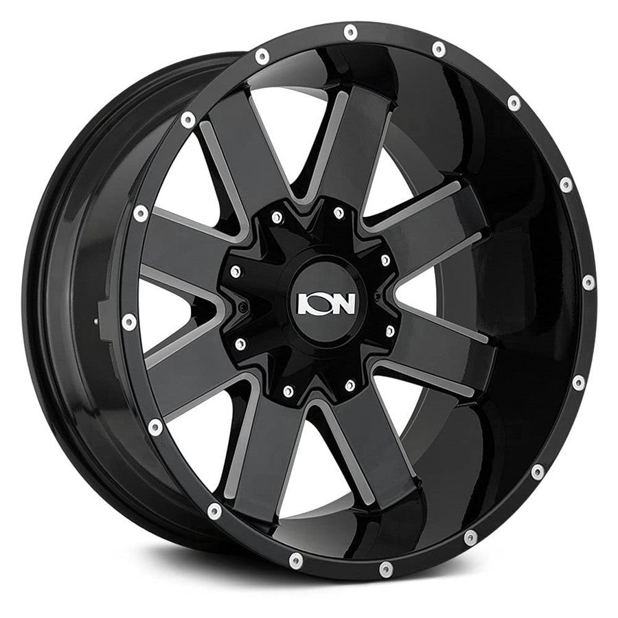 Gloss Black Ion Alloy 141 Milled Wheel with Alloy Steel (17 x 9. inches /6 x 87 mm, 18 mm Offset)