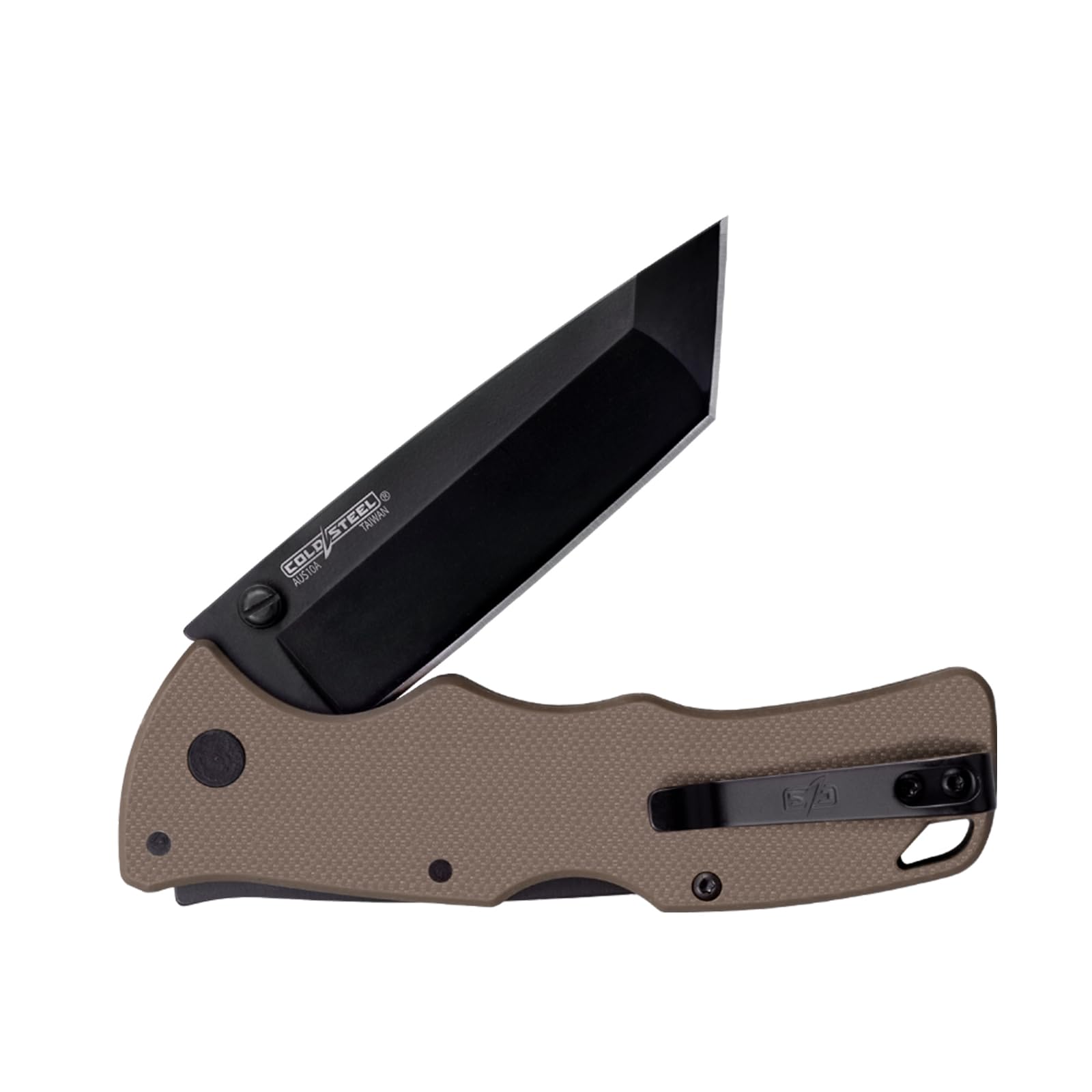 3" Cold Steel Verdict AUS10A Tanto Point Blade 4.25" G-10 FDE Handle Everyday Carry Tactical Folding Knife with Tri-Ad Lock